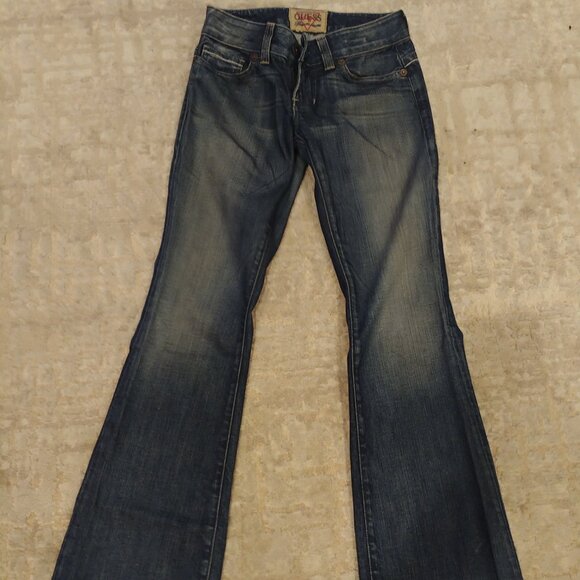Vintage Guess Premium dark washed low rise flared jeans size 26 Made in USA - Picture 10 of 16